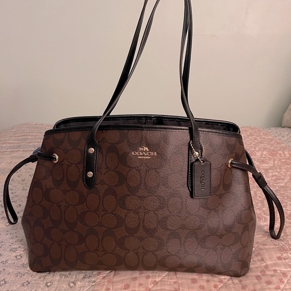 Coach Handbags - BROWN DRAWSTRING CARRYALL IN SIGNATURE C’s (COACH F57842)